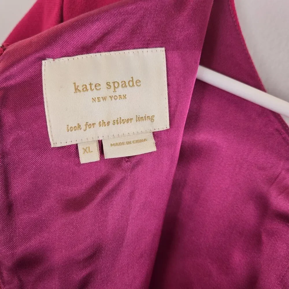 Kate Spade New York Women Pink Back Zip Dress Size XL Wool Blend Pockets Barbie